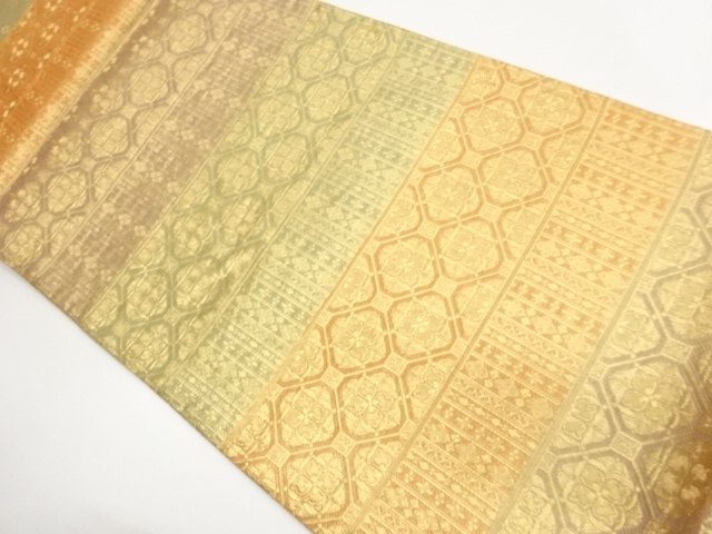 JAPANESE KIMONO / HORIZONTAL-STRIPED FUKURO OBI / SHOKō-MON / HANABISH